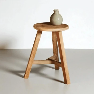 Round Vintage Teak Stool