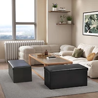 Banc coffre pliable avec rangement, ensemble de 2