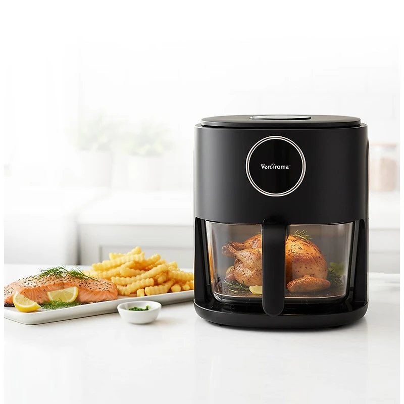 JS GOURMET Air Fryer with Glass Basket - 4L