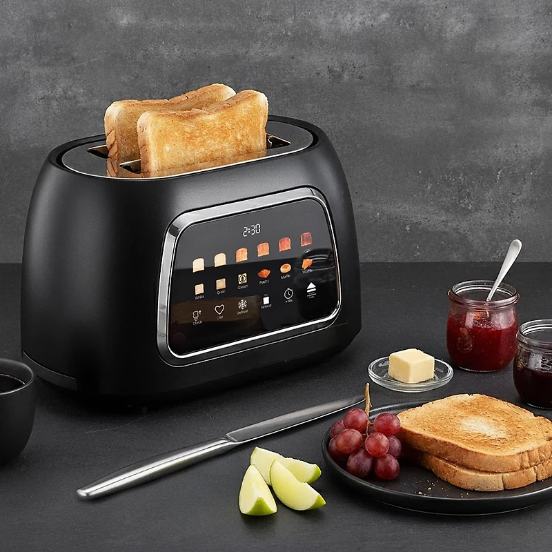 JS GOURMET VerAroma Grille-pain intelligent numérique à 2 tranches larges - noir 