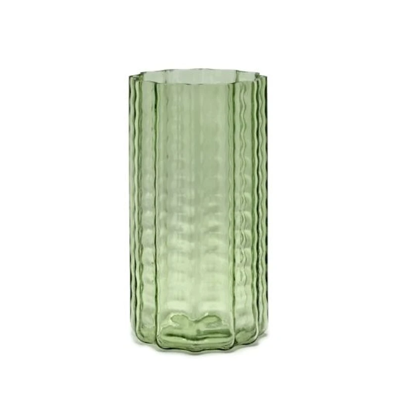 Waves Green Blown Glass Vase