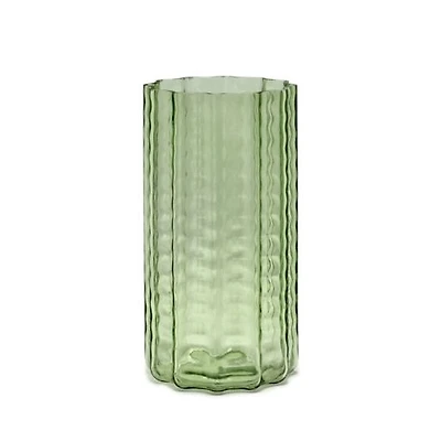 Waves Green Blown Glass Vase