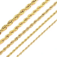 Luenzo 4mm Rope Chain 24" Necklace Gold Plated