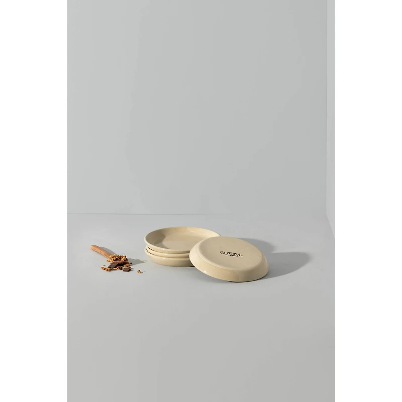 Ensemble de 4 assiettes plates Edan 13 cm - Crème mouchetée