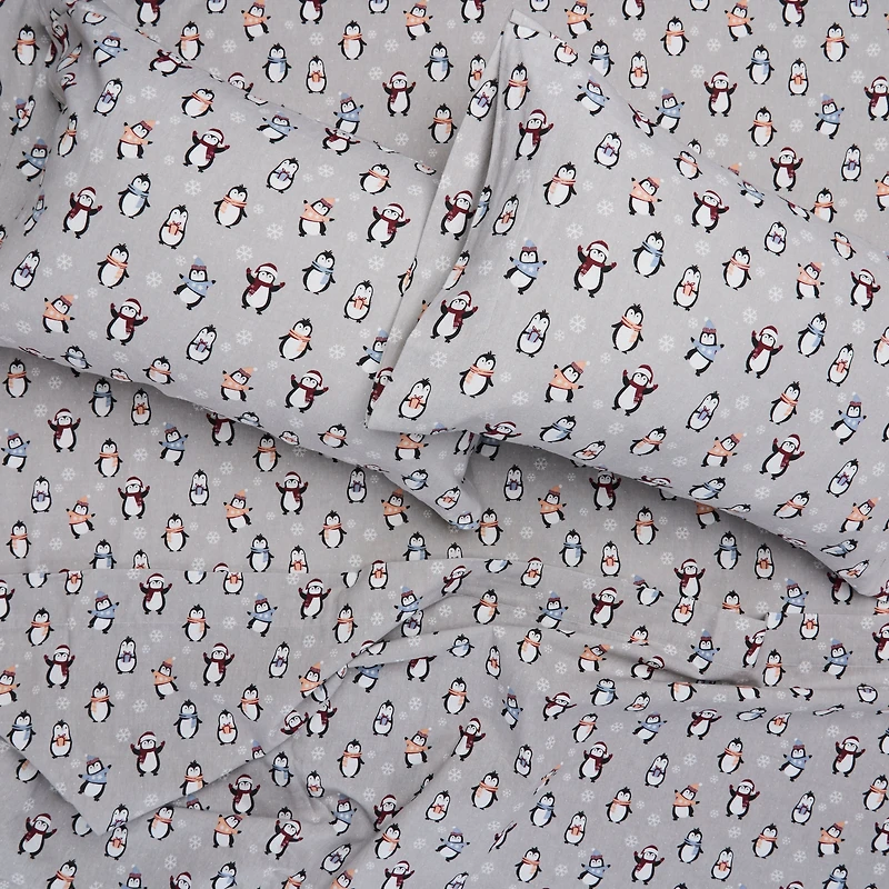Penguins Flannel Sheet Set