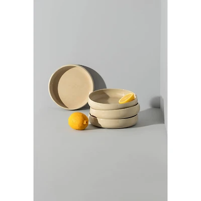 Set of 4 Edan Pasta Plates - Speckled Cream