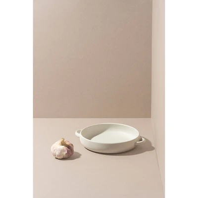 Set of 4 Dinner Plate with Handles - Matte White