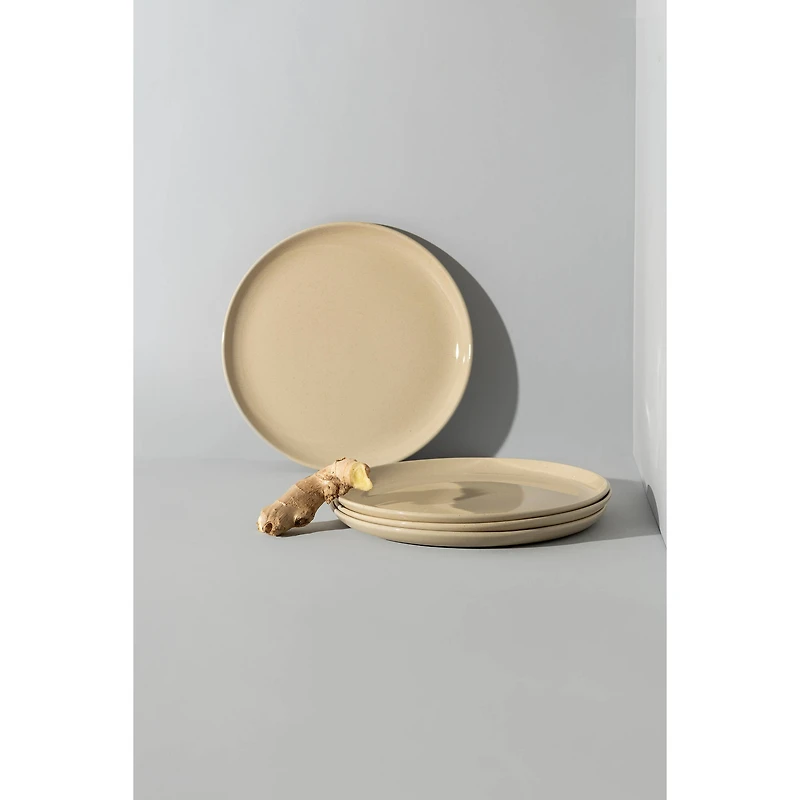 Ensemble de 4 assiettes plates Edan 28,5 cm - Crème mouchetée