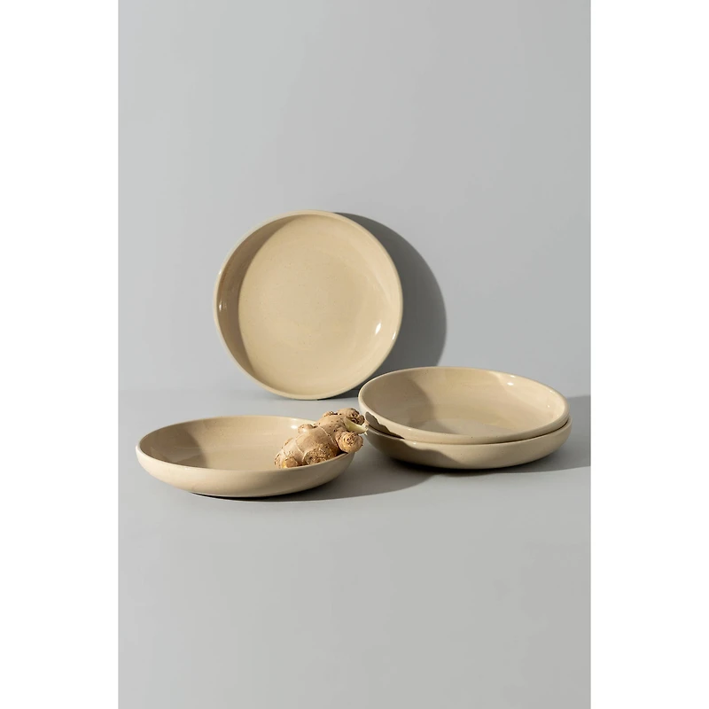Ensemble de 4 assiettes à pâtes Youlha - Crème mouchetée