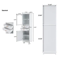 Armoire de rangement haute avec portes en verre – 63 po