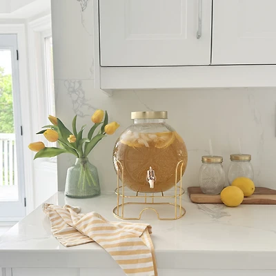 Clear Glass Dispenser With Tap & Stand By Jessar