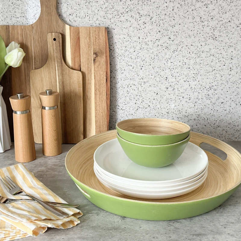 Round Tray with Handles 16.5" - Green