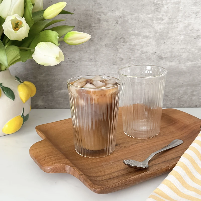 Maxwell & Williams Blend Stripey Cups Double Wall, Set of 2 - 350ml