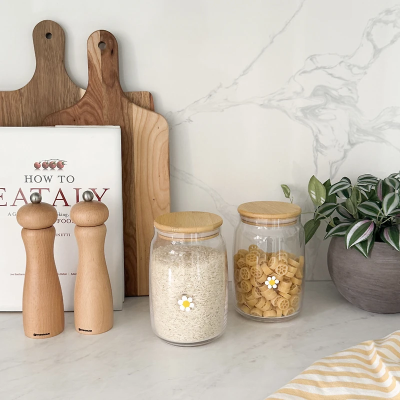 Daisy Jar with Wood Cover - 1000ml