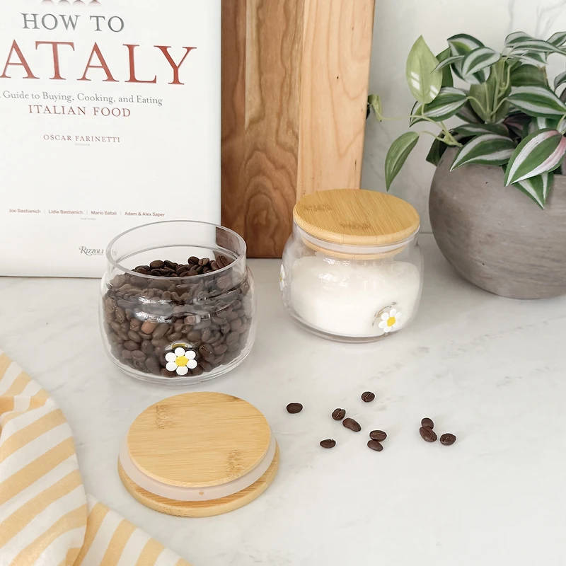 Daisy Jar With Wood Cover - 500ml