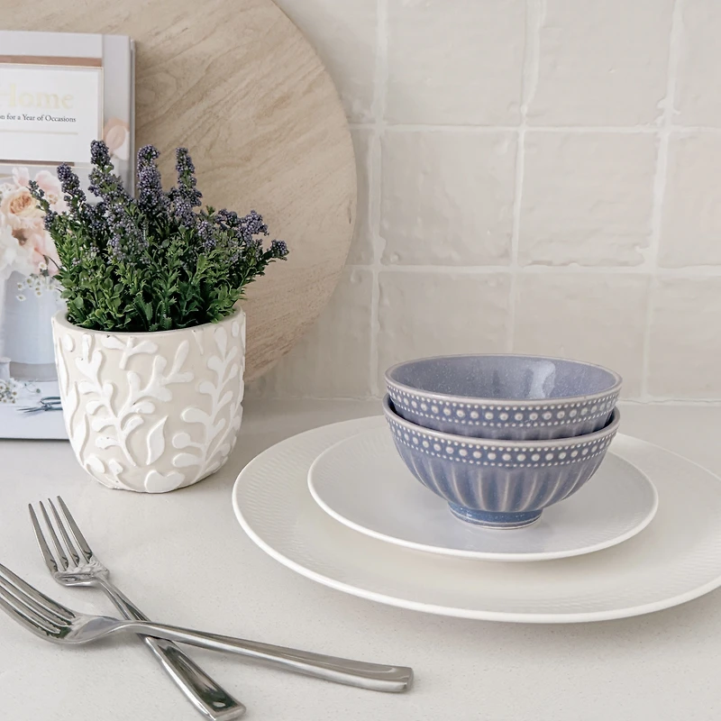 Reactive Glazed 12cm Bowl by Bia - Blue 