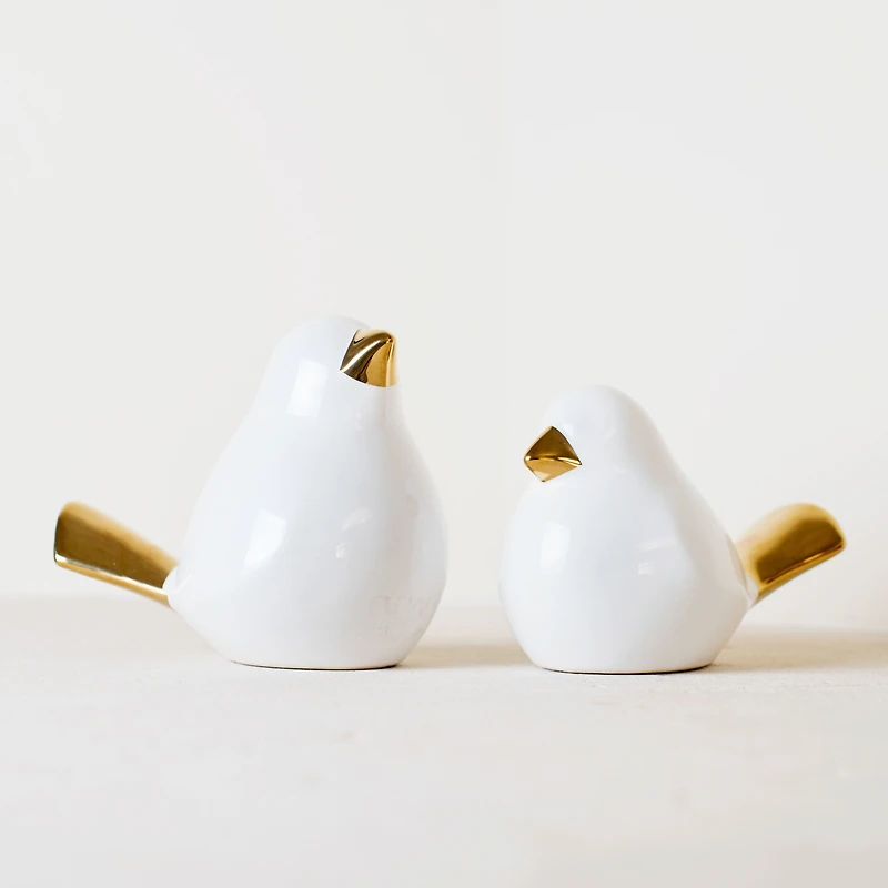 Set of 2 Gold Tipped Finch Birds