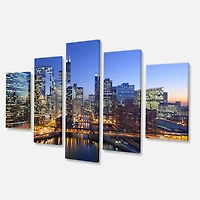 Chicago River with Bridges at Sunset Canvas Wall Art