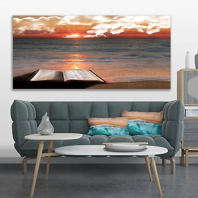 Open Bible Cloudy Sunset Wall Art