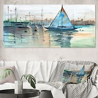 A Sailboat Marina with Some Yachts Canvas Wall Art Print