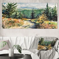 Landscape with Road Mountains  Canvas Wall Art Print