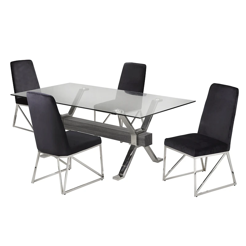 Nala 5-Piece Dining Set - Grey/Black