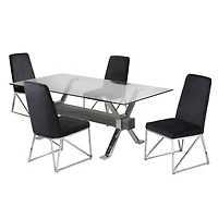Nala 5-Piece Dining Set - Grey/Black