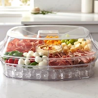 Ice Chilling Party Platter with Compartments and Lid