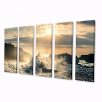 Big Wave Hit the Rock at Beach Canvas Wall Art Print
