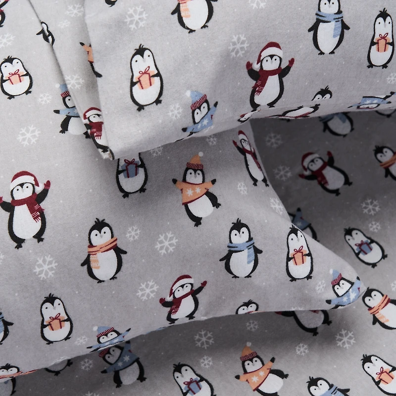 Penguins Flannel Sheet Set