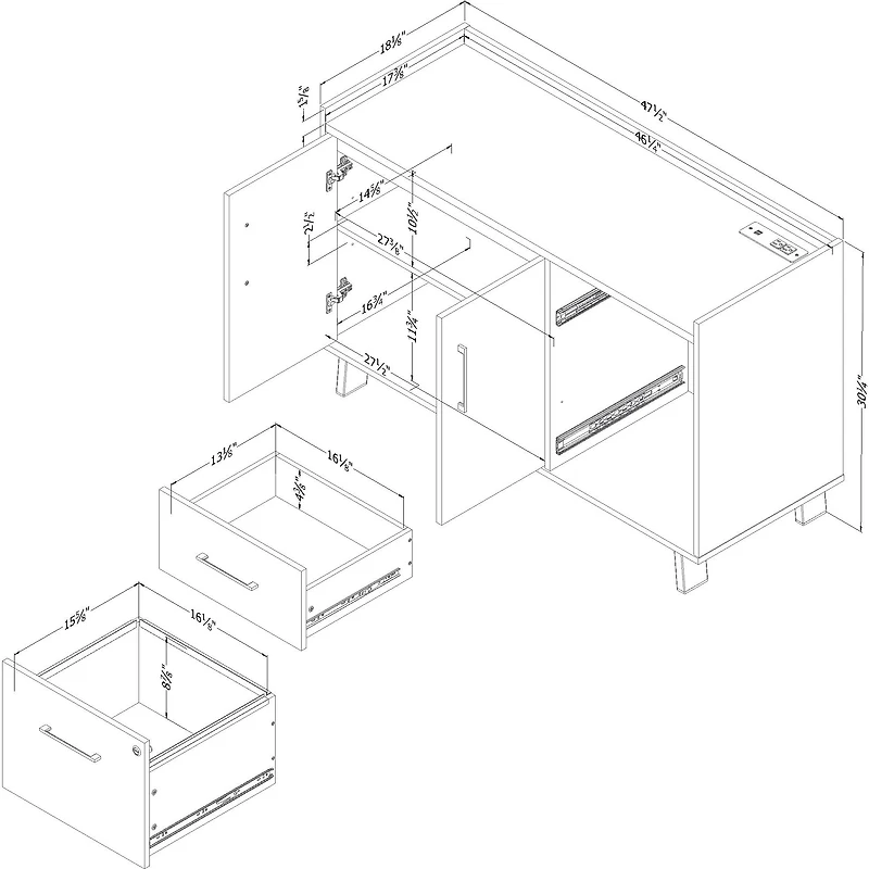 South Shore Furniture Kozack 2-Drawer Credenza with Doors
