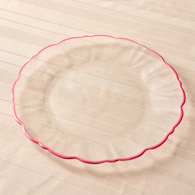 Elegance Pink Rim Dessert Plat - 21cm