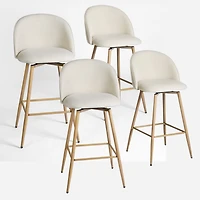 Tabourets de comptoir modernes en tissu beige, Ensemble de 4