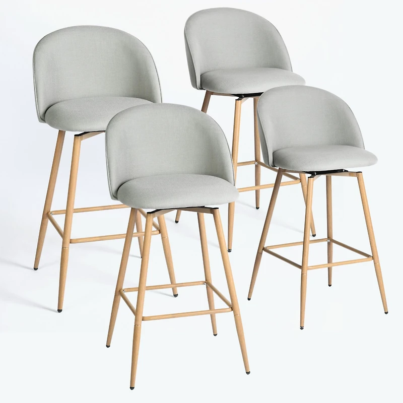 Modern Fabric Counter Barstools, Set of 4 - Grey