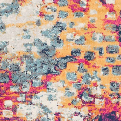 Ziya Abstract Tapis d’intérieur contemporain effet vieilli - Jaune