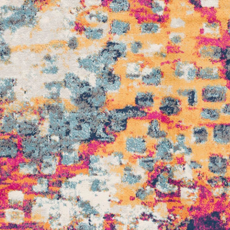 Ziya Abstract Distressed Contemporary Indoor Doormat Rug, Yellow