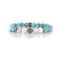 Luenzo Blue and White Turquoise with Silver Cubic Zirconia Accent Bracelet