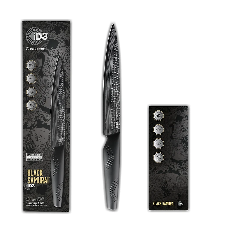 iD3 Black Samurai Carving Knife 20cm