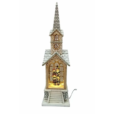 White Church LED Snow Globe