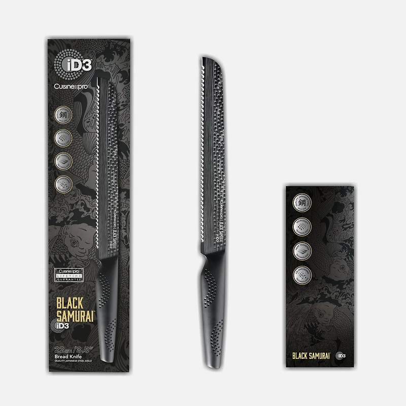 iD3 Black Samurai Bread Knife 22cm