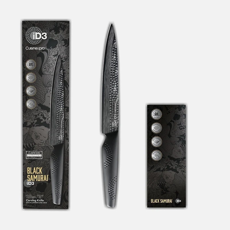 iD3 Black Samurai Carving Knife 20cm