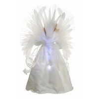 White Cloth Contemporary Fiber Optic Angel Tree Topper Blonde Hair