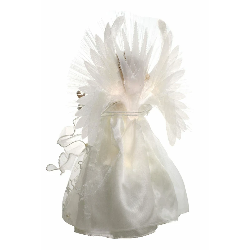 Ivory Cloth Modern Fiber Optic Angel Tree Topper Blonde Curly Hair