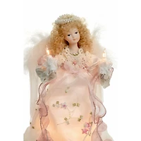 Cloth Small 10-Light Angel Tree Topper Blonde Curly Hair