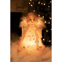 Cloth Small 10-Light Angel Tree Topper Blonde Curly Hair