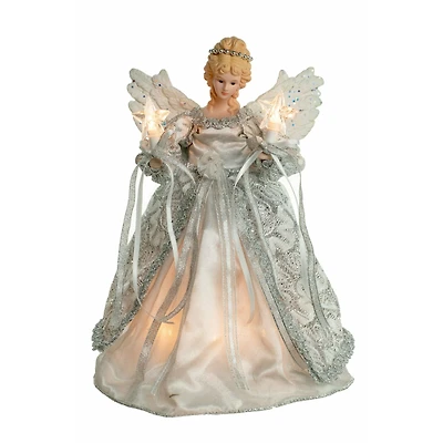 White and Silver Cloth Vintage 10-Light Angel Tree Topper