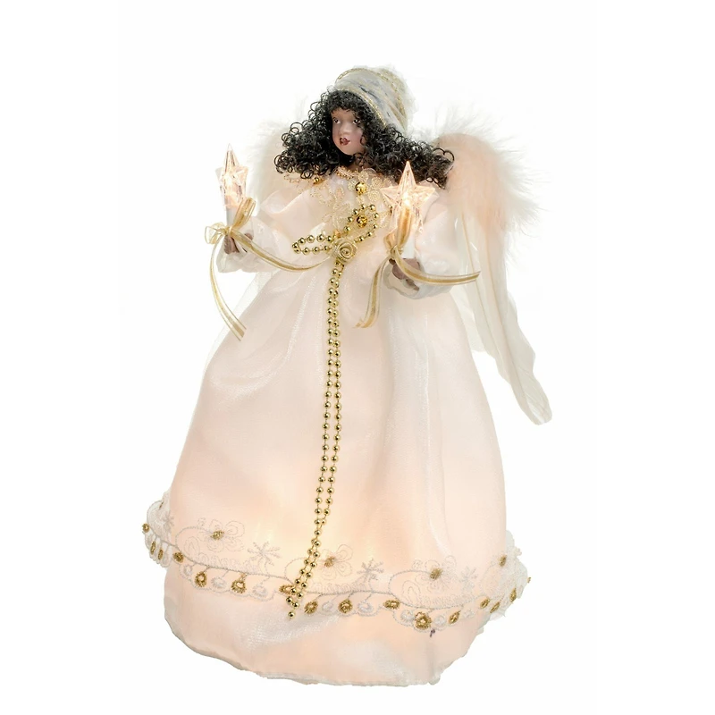 Ivory Cloth African 10-Light Angel Tree Topper