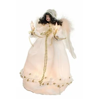 Ivory Cloth African 10-Light Angel Tree Topper