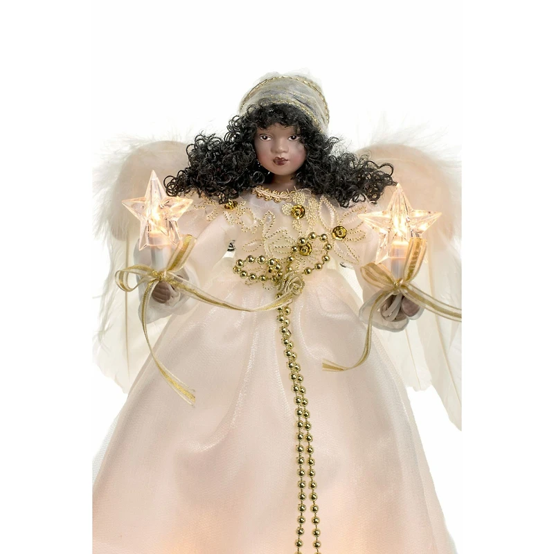 Ivory Cloth African 10-Light Angel Tree Topper