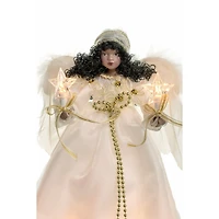 Ivory Cloth African 10-Light Angel Tree Topper